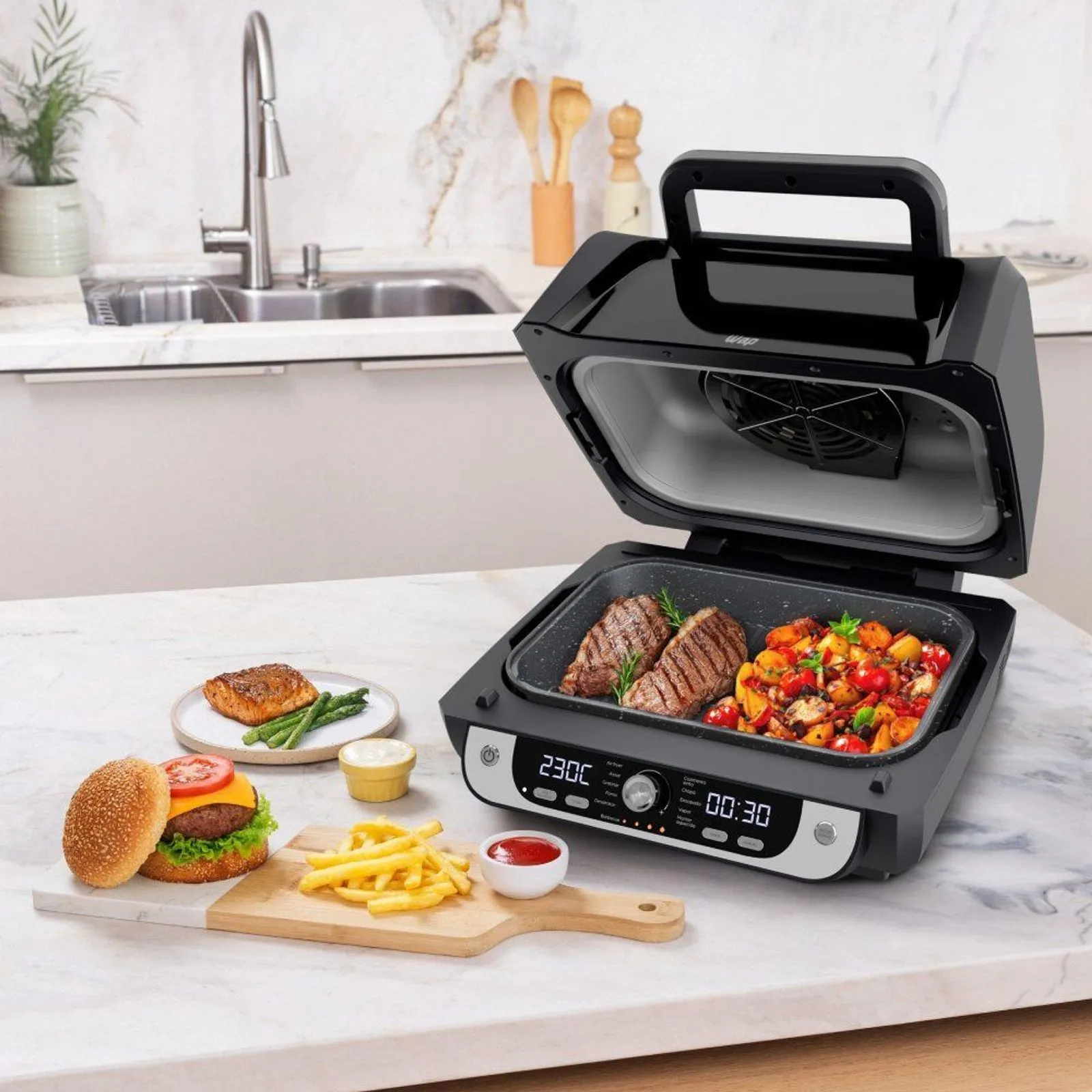Fritadeira Elétrica Air Fryer WAP Barbecue 12 em 1 com Painel Digital 10L Preto e Cinza - 2